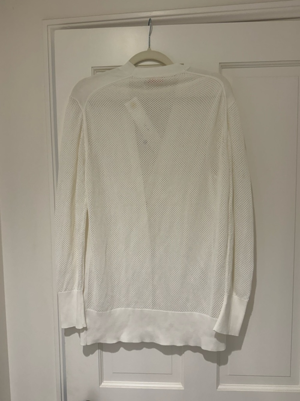 Tory Burch white boyfriend Simone Cardigan fishnet back and sleeves - Picture 3 of 7